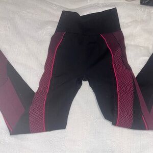 Women's Black and Pink Leggings